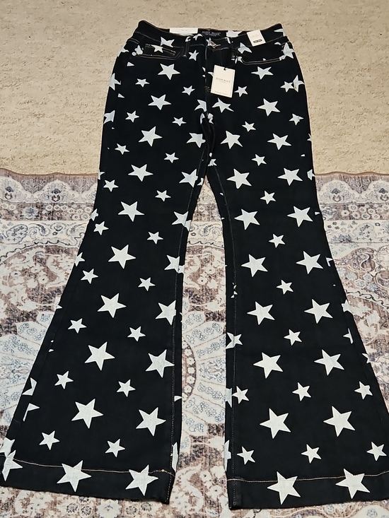 Judy Blue Denim - Judy Blue Dark Denim Star-Print Flare Jeans